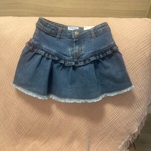 Mayoral Denim Skirt with Ruffle Trim